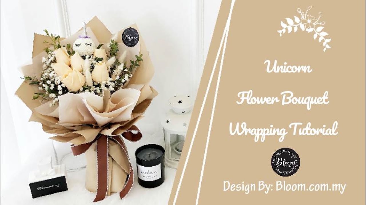 Flower Bouquet Wrapping Tutorial (Unicorn with Roses Bouquet Design) || Wrapping Ideas & Technique