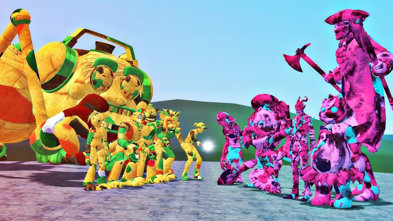 ALL FNAF 1-9 SECURITY BREACH IN BUNZO SKIN VS ALL DARK DECEPTION IN MOMMY SKIN👌🔥🔥 !!! in Garry's mod