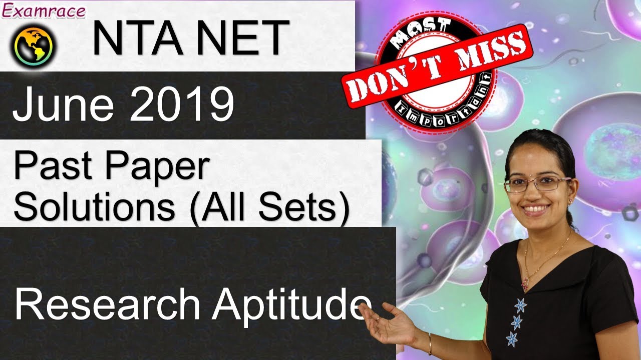 Research Aptitude: Important from NTA NET Paper 1 June 2019 (Past Paper Solutions): Dr. Manishika