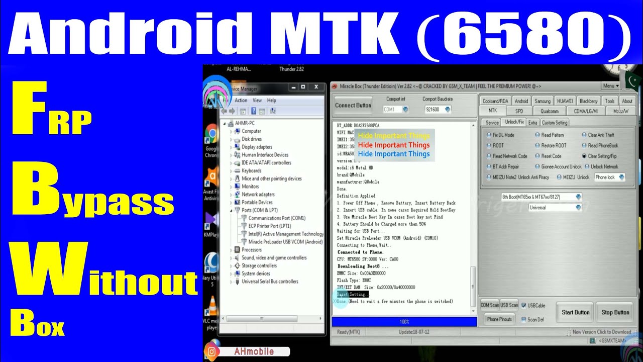 MTK6580 FRP Remove Bypass Just 1 Click Miracle Without Box