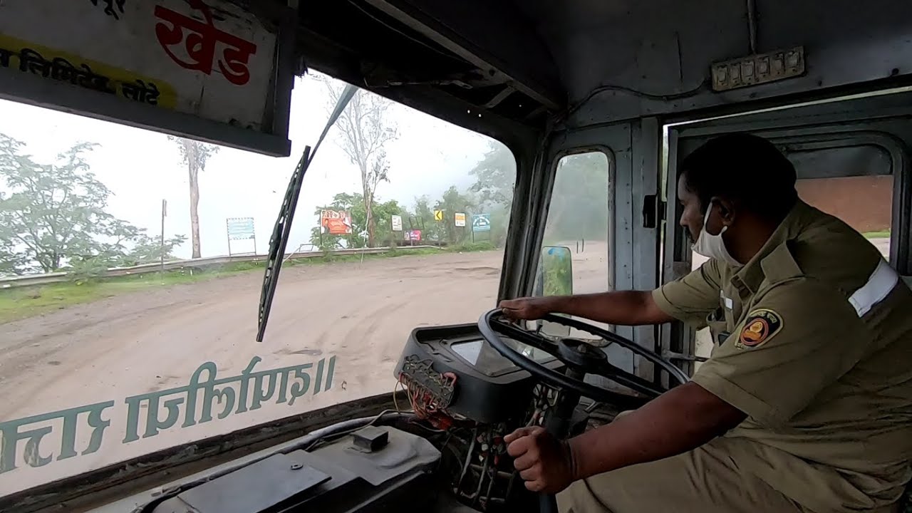 KASHEDI GHAT : FULL JOURNEY : MSRTC SEMI LUXURY HIRKANI ST BUS CABIN RIDE