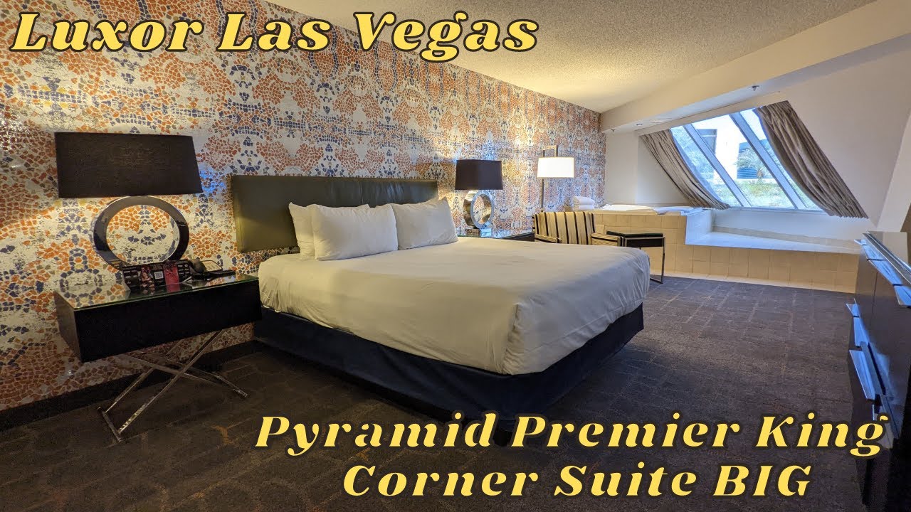 Luxor Las Vegas Pyramid Premier Corner King Suite BIG Room Walk Through Tour and Review 2022