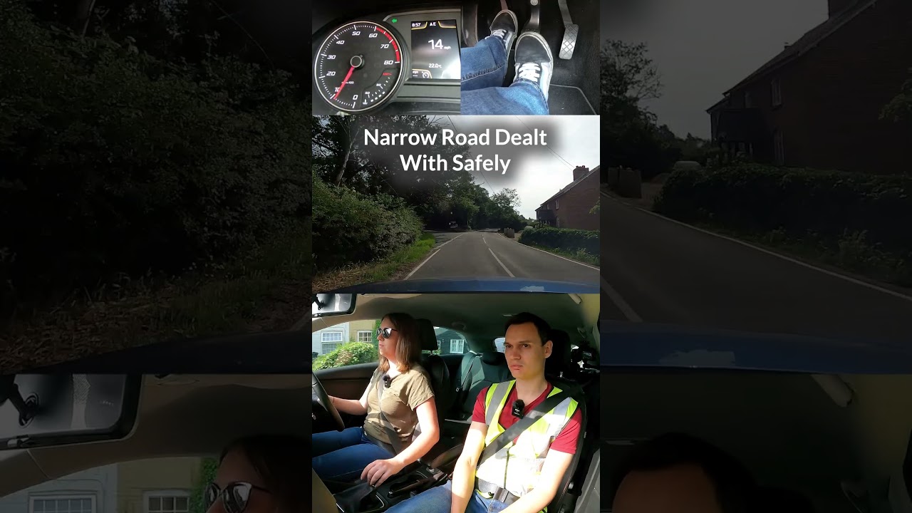 Narrow road dealt with safely. #mocktest #learningtodrive