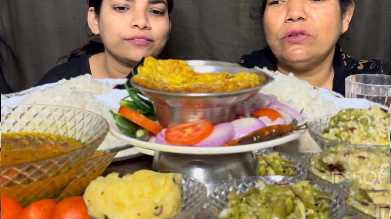 Aloo Bath, Baingan Bath, Sem Bath | Dal, Bindi & Omelette | Desi Thali