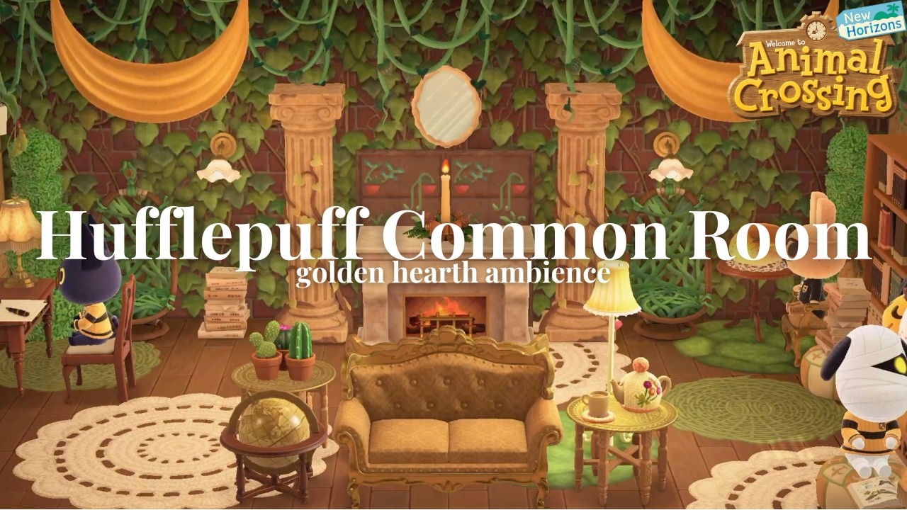 Hufflepuff Common Room 🌿 | Golden Hearth Study with Soft Jazz & Fire Crackles