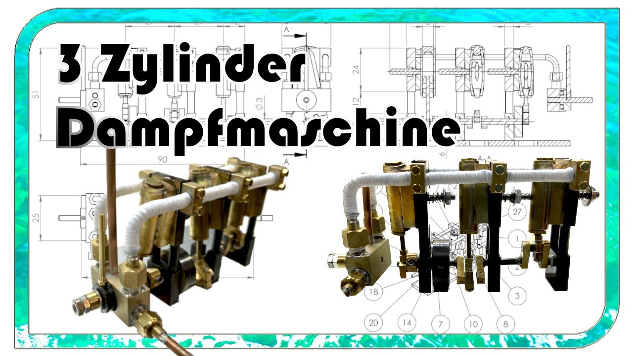 3 Zylinder Oszillierende Modelldampfmaschine