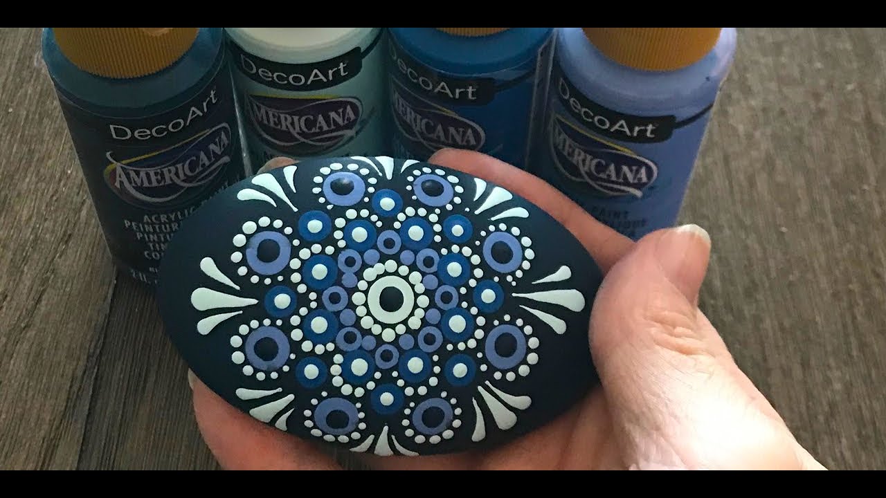 How to paint a Dot Mandala on a Oval Art Stone created from a Happy Dotting Company Mold. - 296