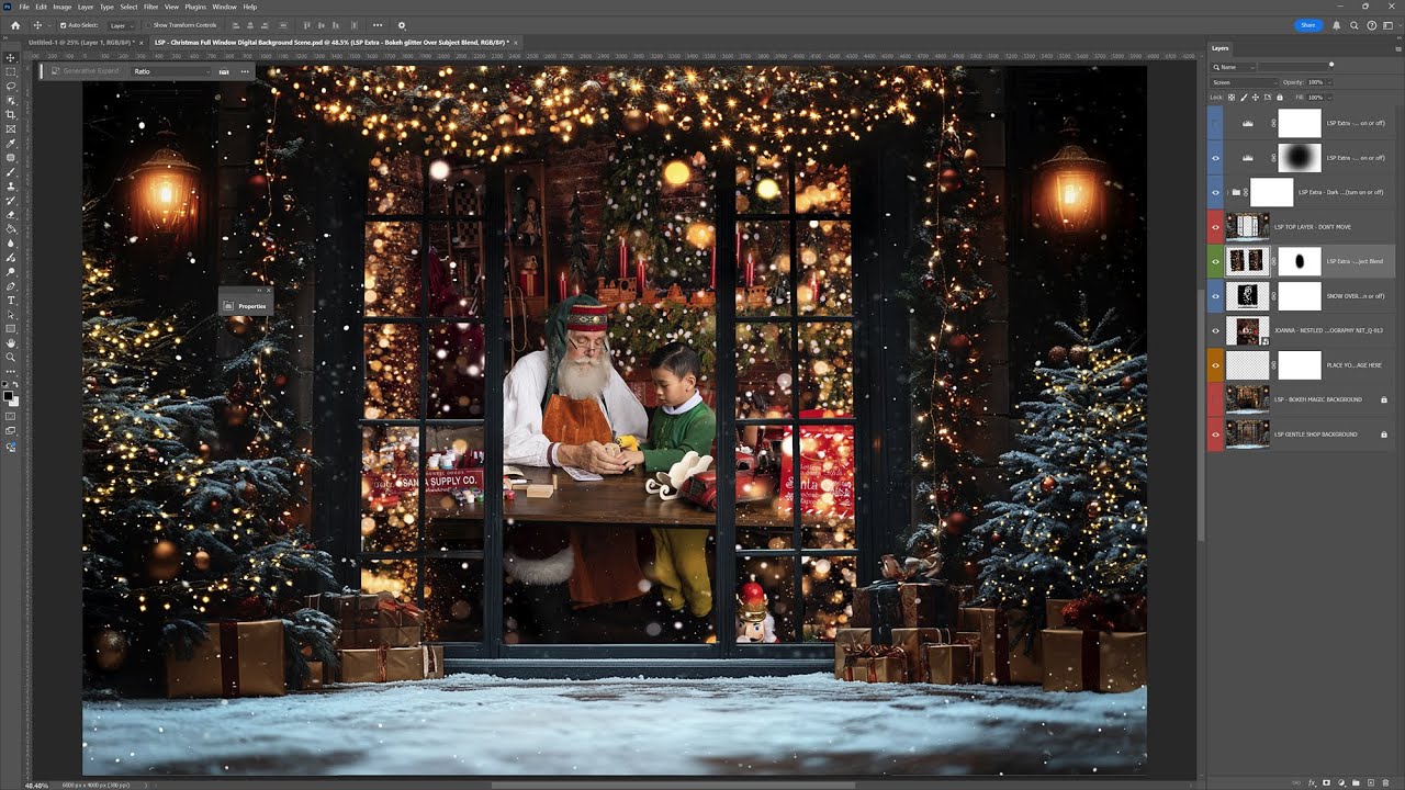 Урок редактирования: Рождественский цифровой фон в Photoshop