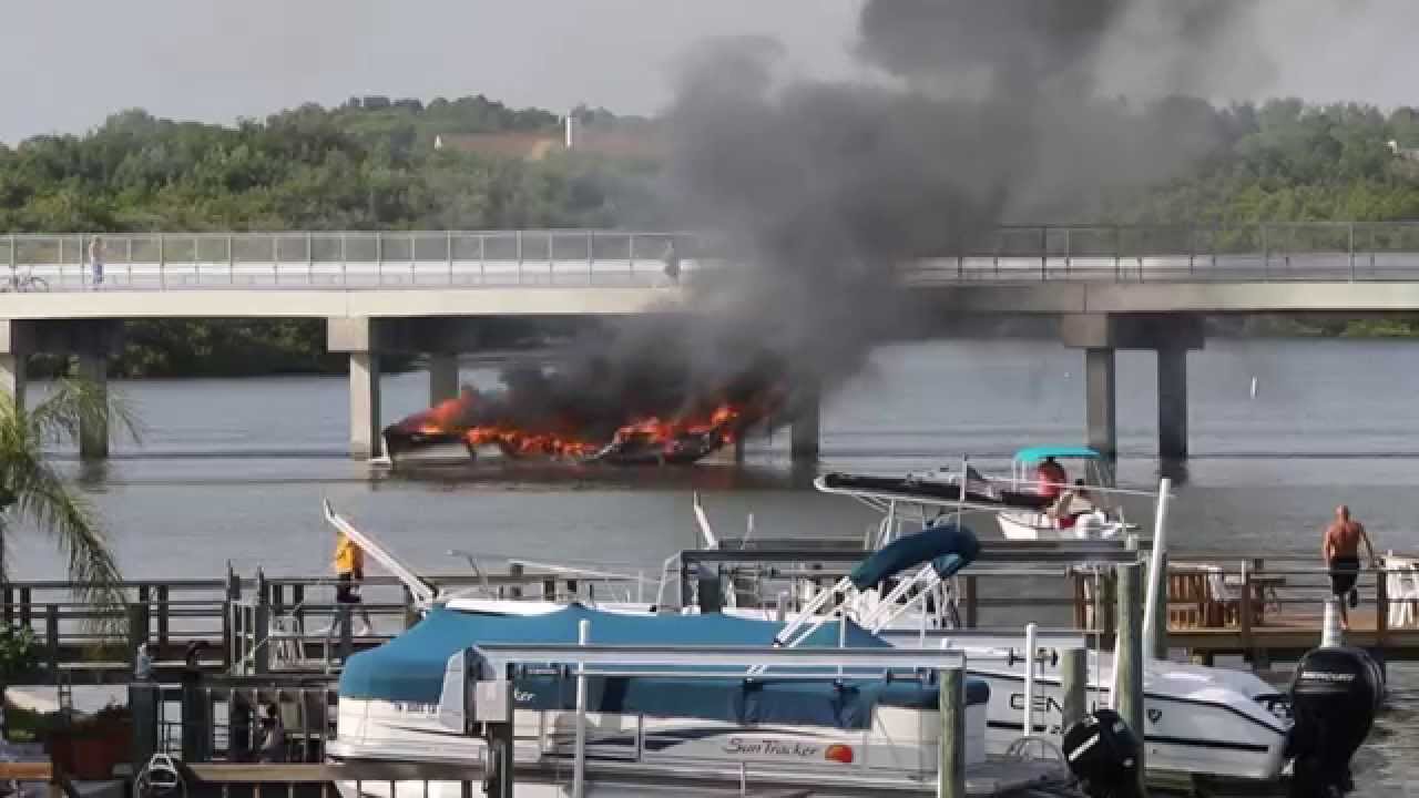 Boat Fire at Bay Pines Marina