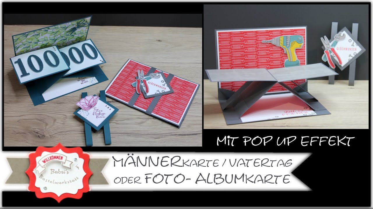 Besondere Kartenform - Coole Pop Up Wow Karte - Männerkarte - Albumkarte -Stampin´Up! - Anleitung