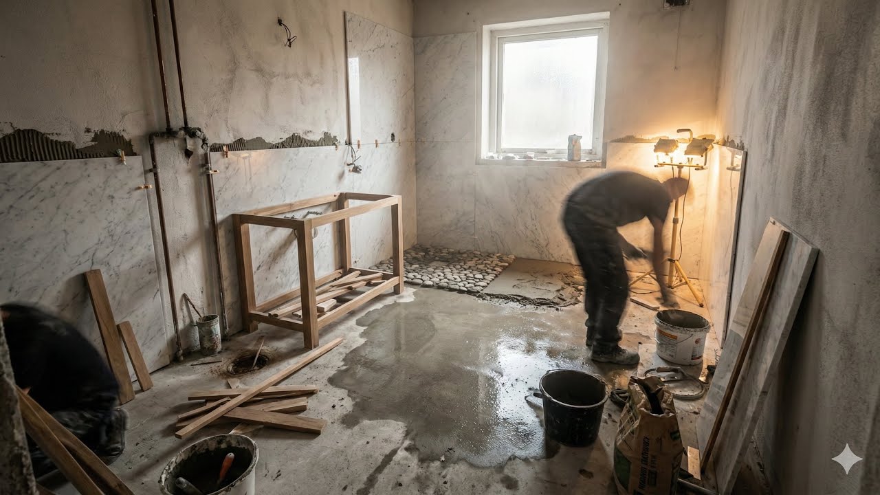 Luxury Bathroom Renovation Transformation | Concrete to Spa-Style Interior ✨