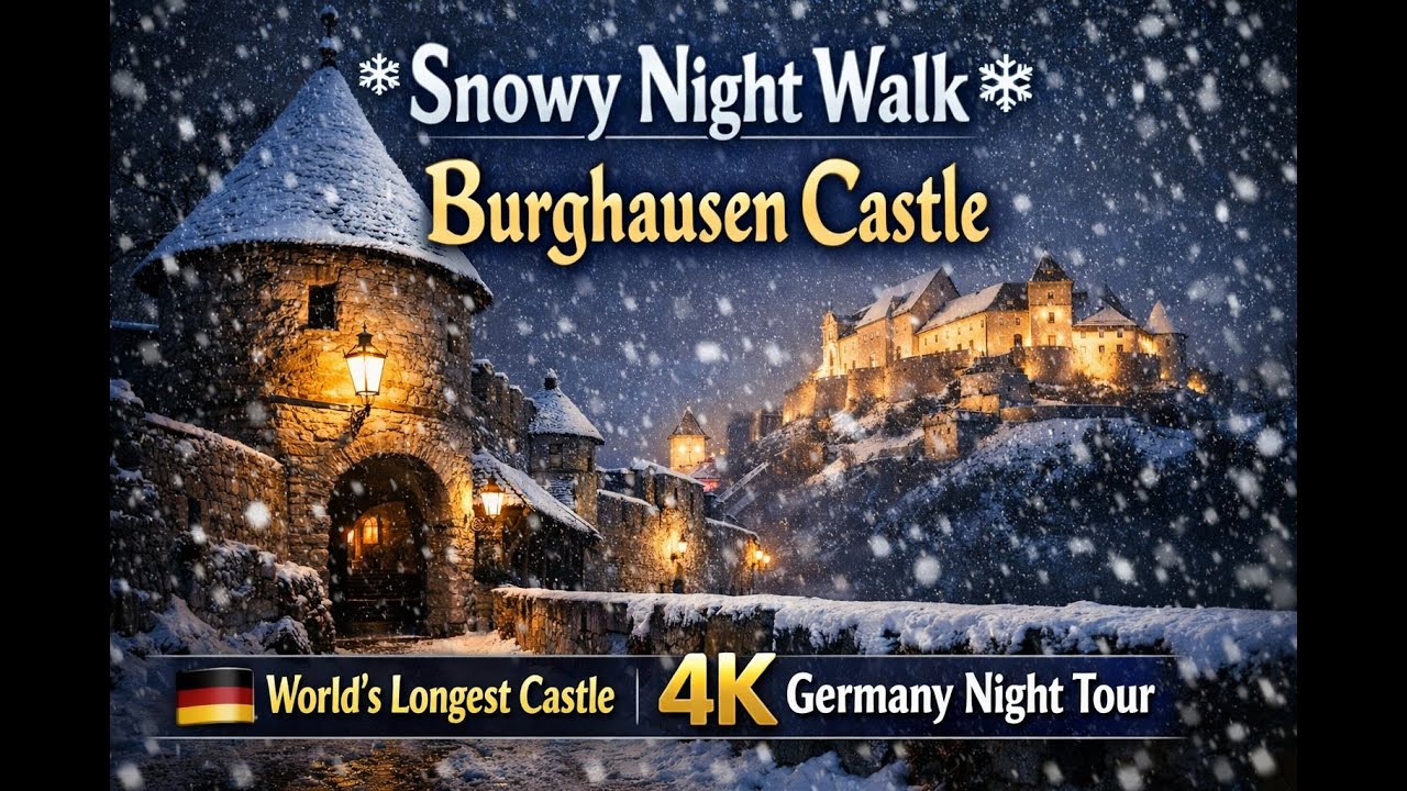 Snowy Night Walk at Burghausen Castle 🇩🇪 | 1051m World’s Longest Castle | #bayern #germany #travel 