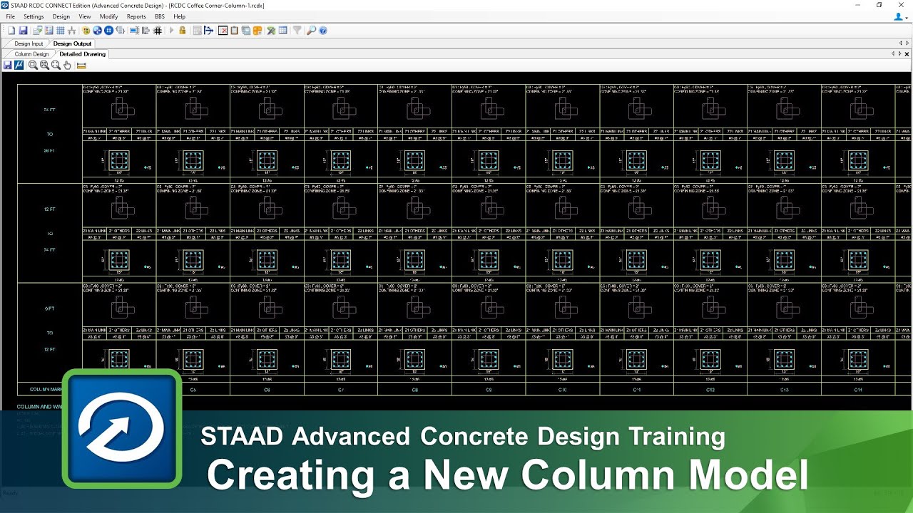 Создание новой модели бетонной колонны и жесткой стены в STAAD Advanced Concrete Design