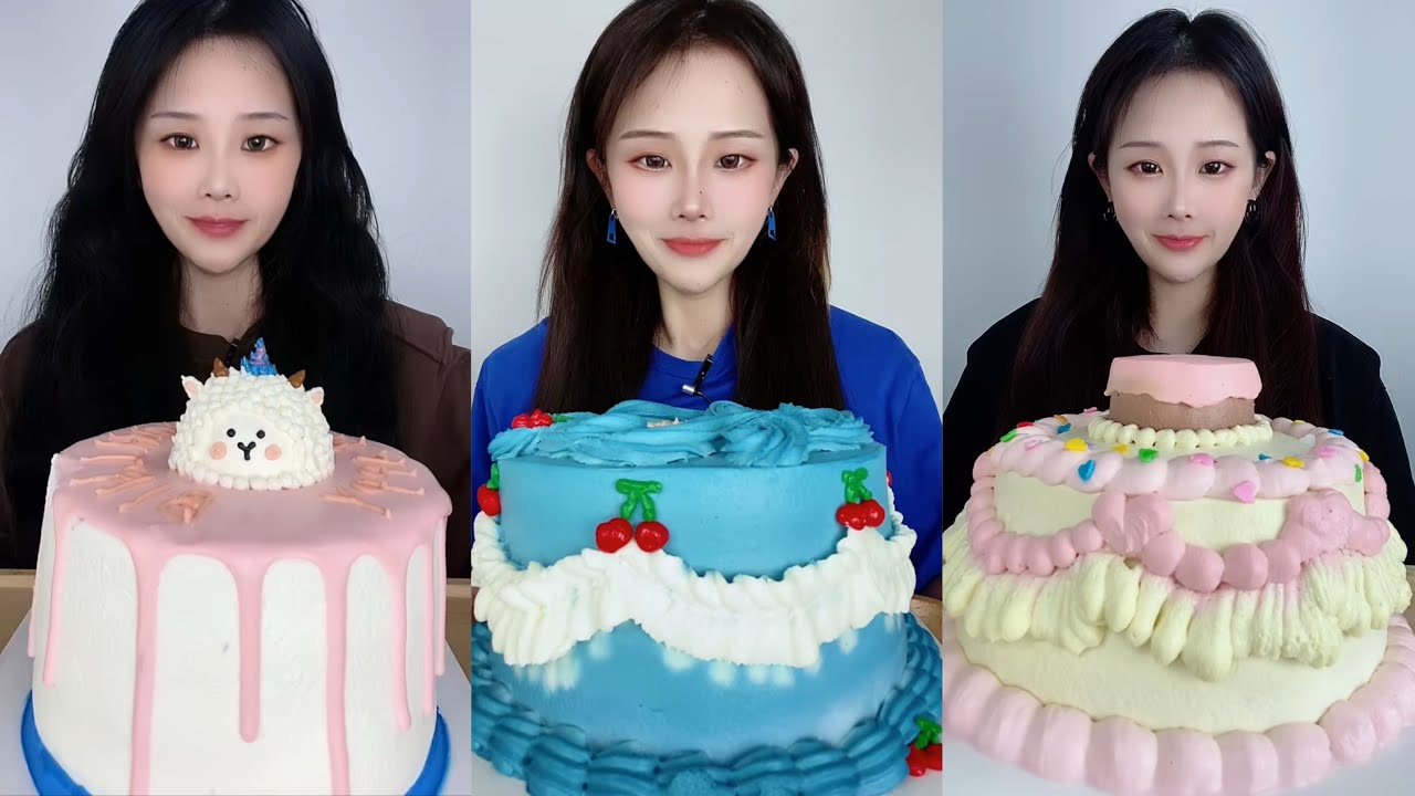 Eating Most Delicious Creamy Cake 🍰 ( soft chewy sounds ) 크림 케이크 먹방  MUKBANG Satisfying