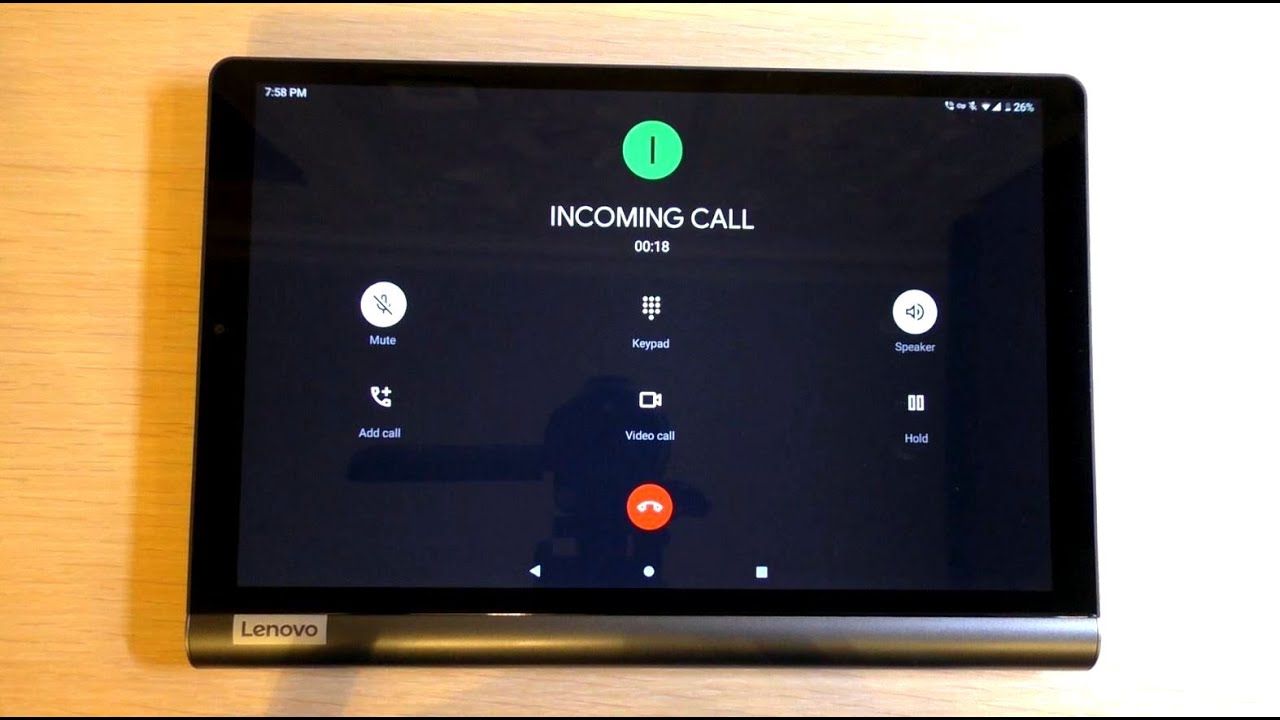 Lenovo Yoga Tab Incoming Call