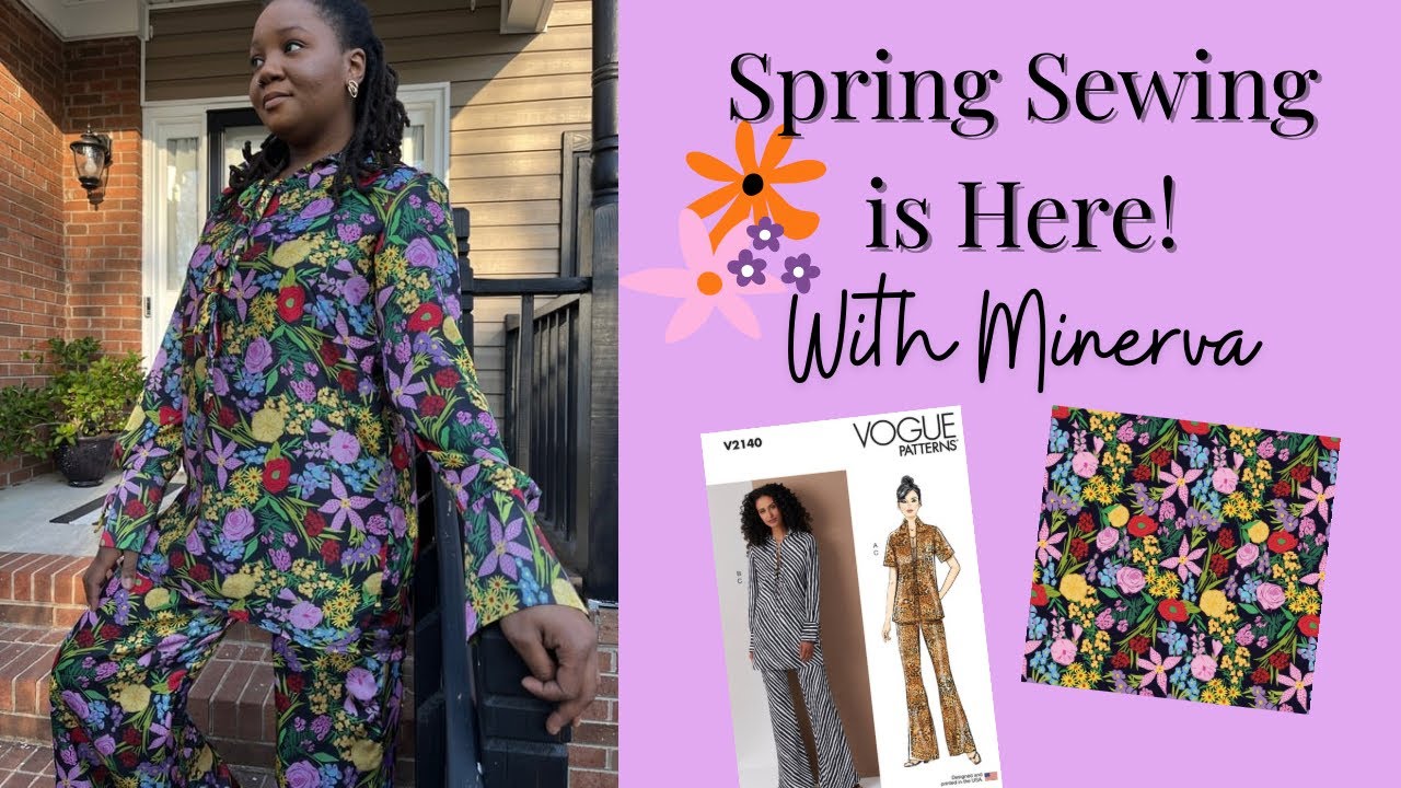 Комплект из двух предметов Sewing Vogue V2140 с ярким цветочным принтом для весны (шелковистый ша...