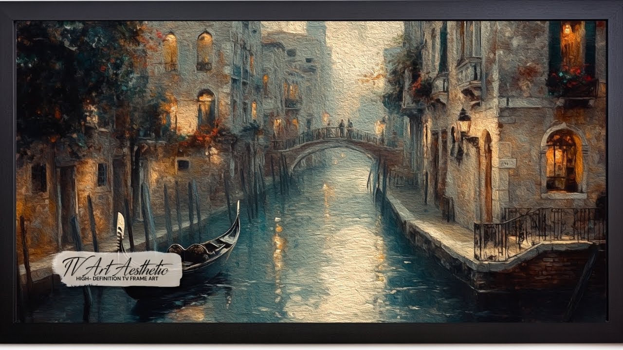 Frame TV Art | Venetian Canal at Dusk |  Art Screensaver | Vintage Oil Painting | TV Art