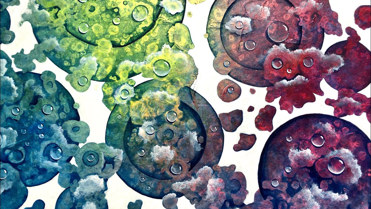 #041 We are all connected - Unique technique with rainbow cells and bubbles, abstract painting demo
