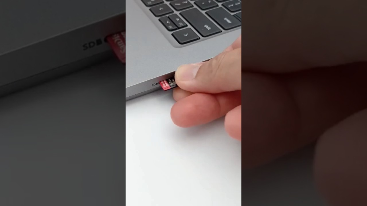Inserting a micro SD card into the micro SD slot provided on this laptop model #shorts