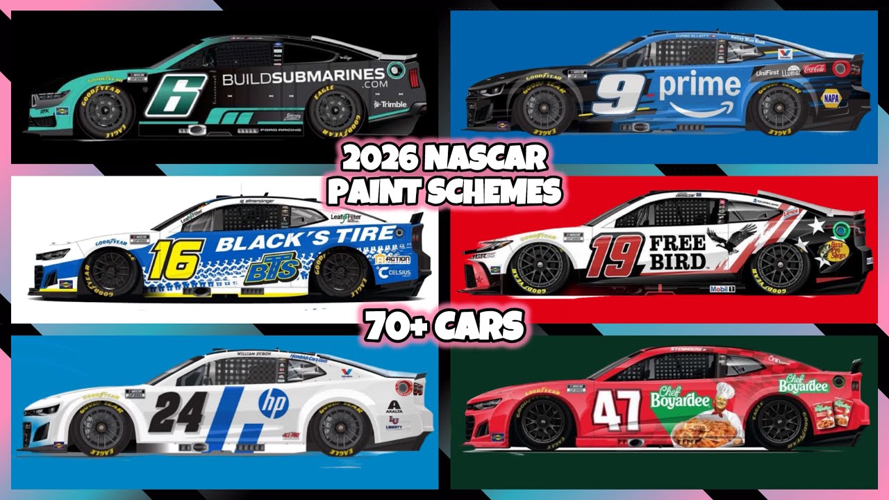 Более 70 вариантов раскраски болидов NASCAR 2026 года