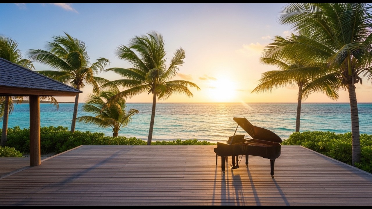 5 Hours Relaxing Piano Music 🌴 Tropical Beach House | Sleep, Study, Meditation & Stress Relief