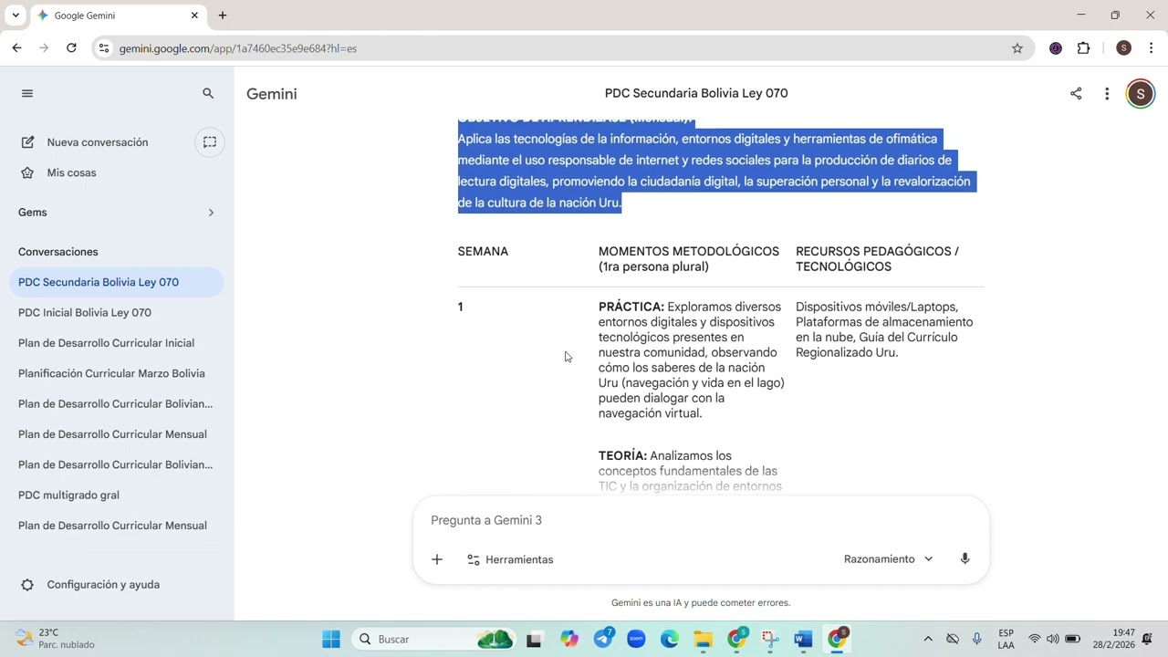 COMO ELABORAR EN TIEMPO RECORD PDC SECUNDARIA EN BOLIVIA