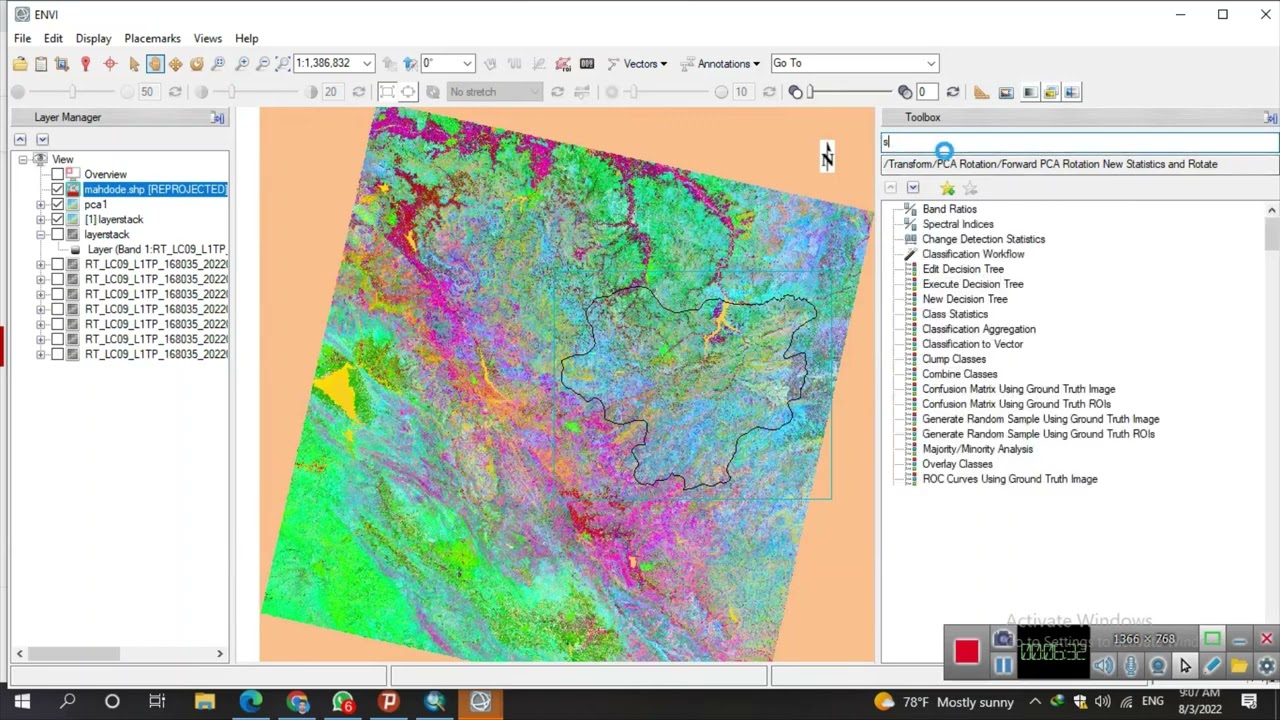 Principal component analysis (PCA) in ENVI