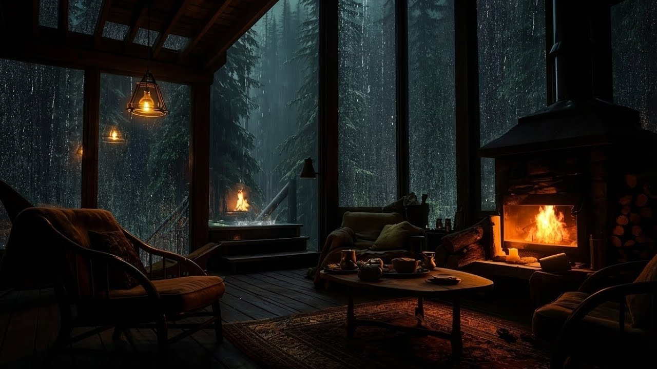 Погрузитесь в страну грез под звуки дождя и поспите в уютной деревянной хижине в лесу 🌧️✨