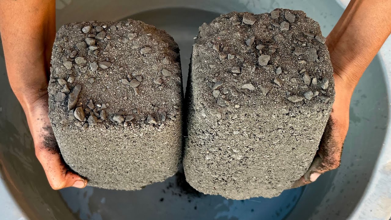 ASMR | New Bombastic 💣Black Concrete crumbling in Lots of Water Water crumbling 