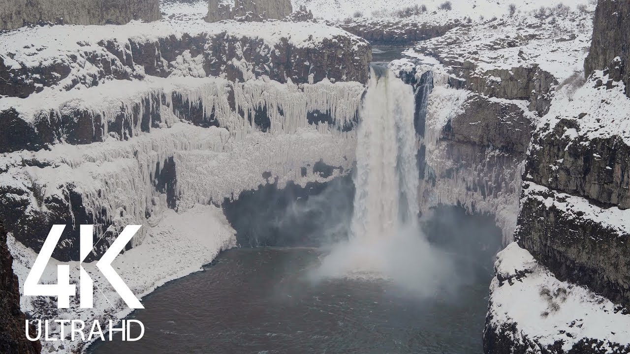 Breathtaking Winter Waterfall Sounds - 8 HOURS White Noise - Nature Soundscapes Video