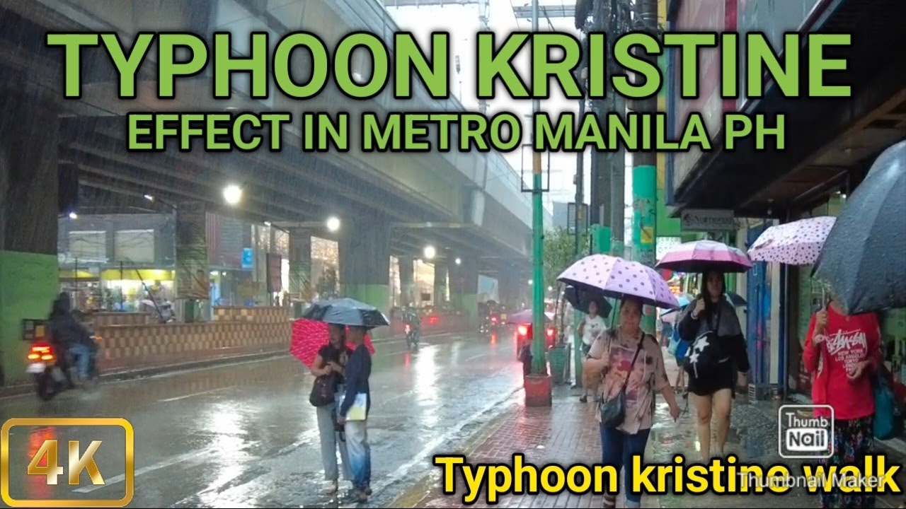 Continuous Rainfall and Slightly Strong Wind Due to Typhoon Kristine in Metro Manila [4K]