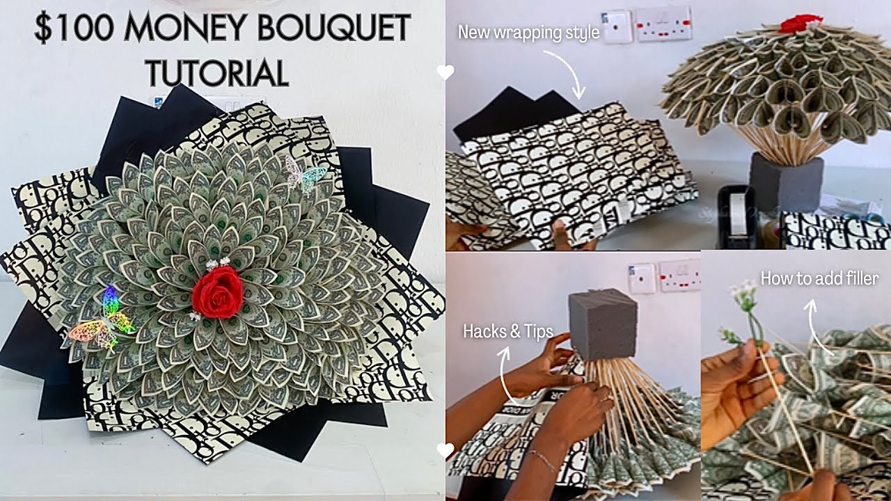 How to make a Stunning Money Bouquet with easy wrapping step / Money bouquet tutorial & Hacks & Tips