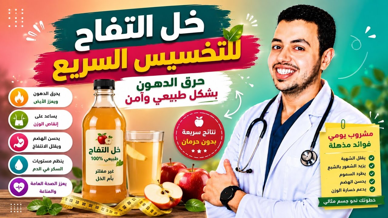خل التفاح - خل التفاح للتخسيس السريع  - طريقة خل التفاح للتخسيس