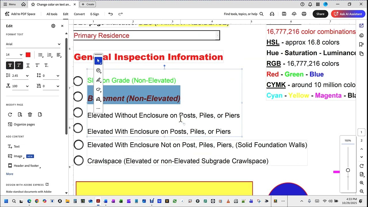 Как изменить цвет фигуры в PDF-файле в Adobe Acrobat Pro DC