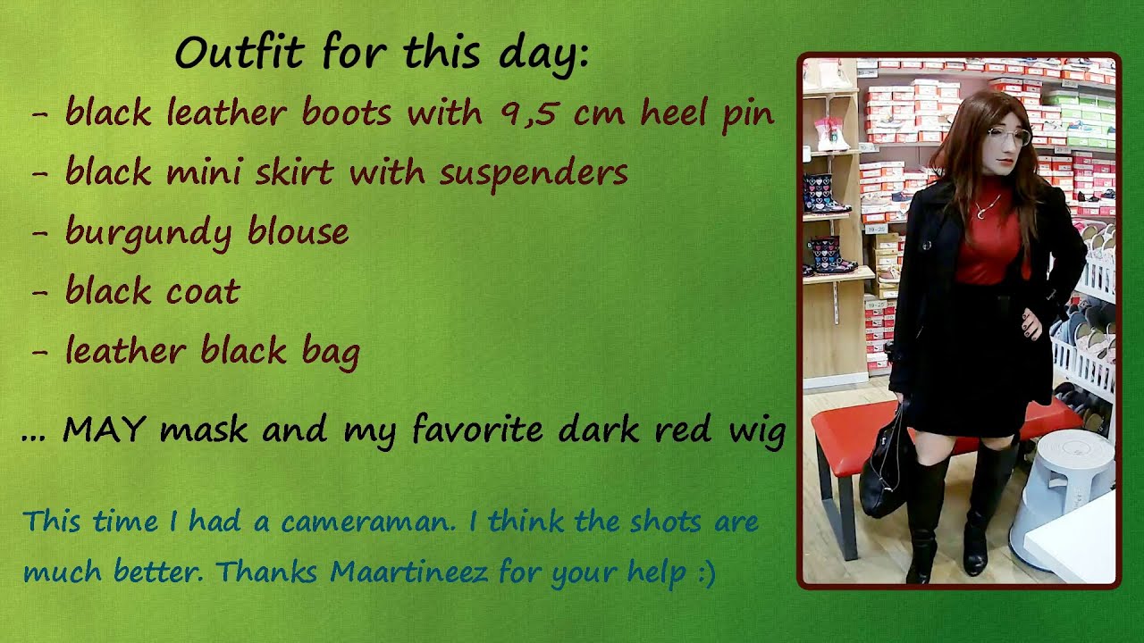 Shopping with Lawinia.CD -  Galeria Rzeszów - Part.1 / Crossdresser shopping in boots & female mask
