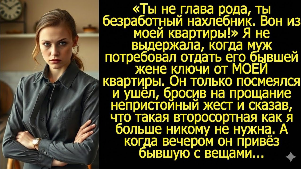 Ты не глава рода, ты безработный нахлебник. Вон из моей квартиры! Сказала я мужу.