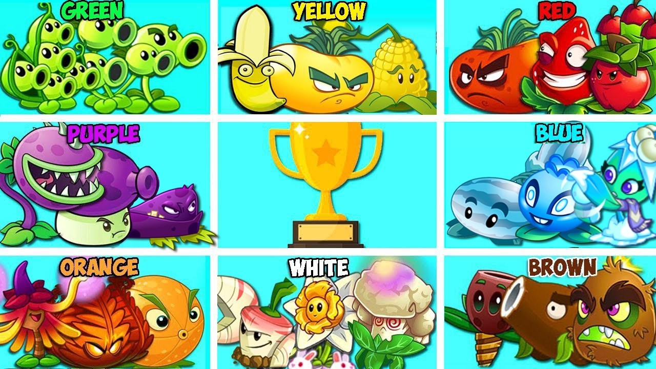 Tournament 16 Team COLOR Plants - Who Will WIn? - Pvz 2 Team Plant vs Team Plant