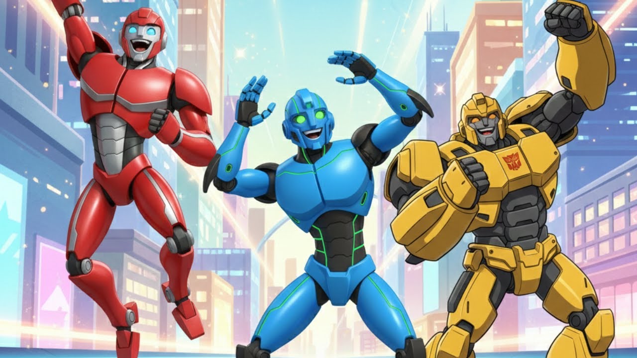 Three Transforming Robots Save the Future City | Neo-Veridia Super Car Battle