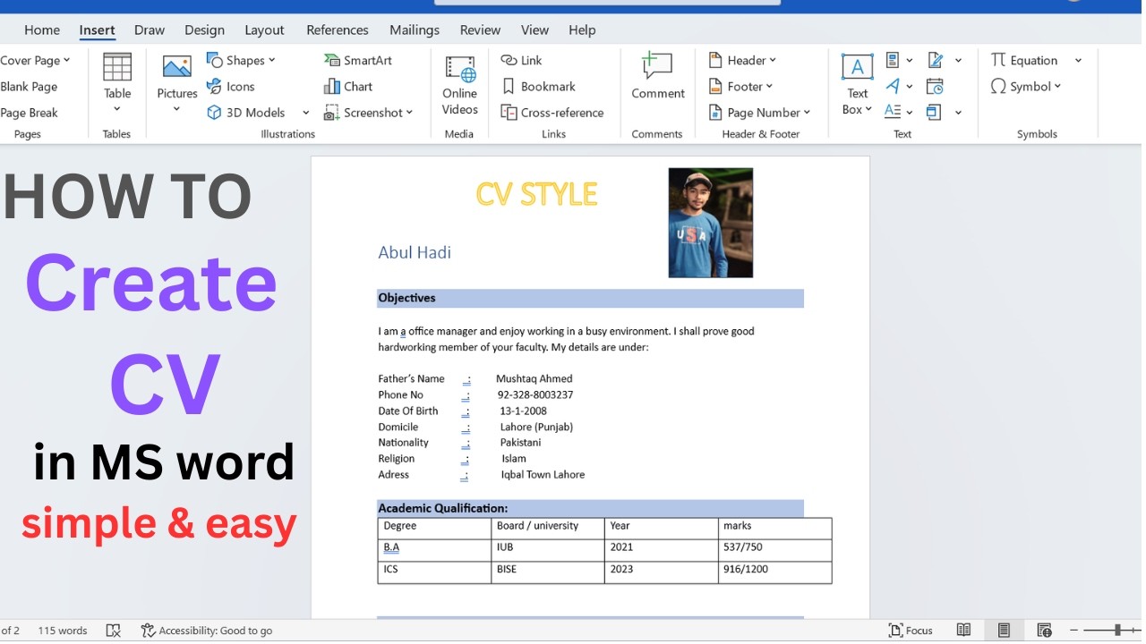 how to create CV in ms word in seconds / create CV in easy tutorial #msword #viralvideo #computer