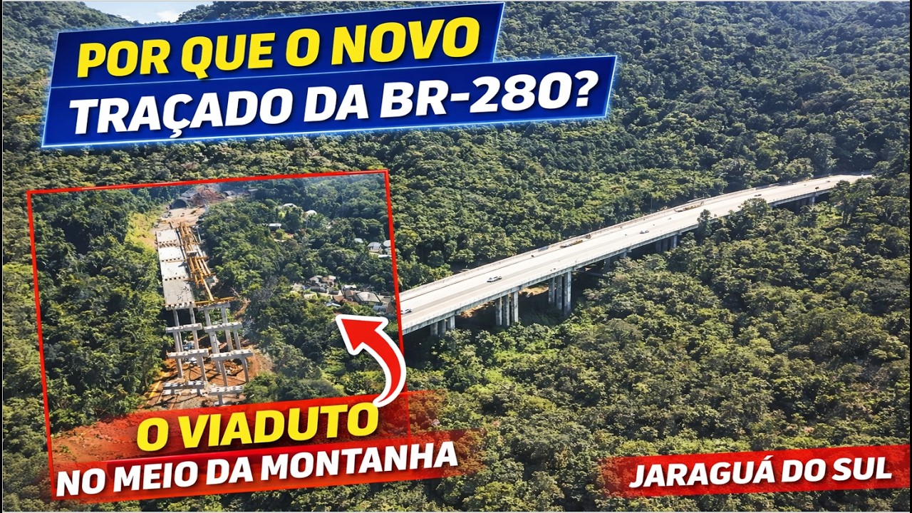 Obra Incrível no meio da montanha em Jaraguá do Sul - um viaduto surgindo- uma nova rodovia .