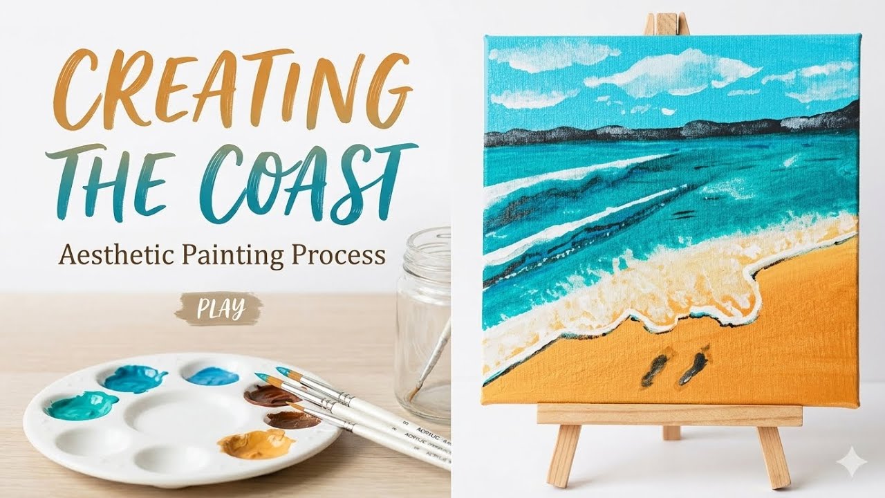 Step by step Beach acrylic painting 