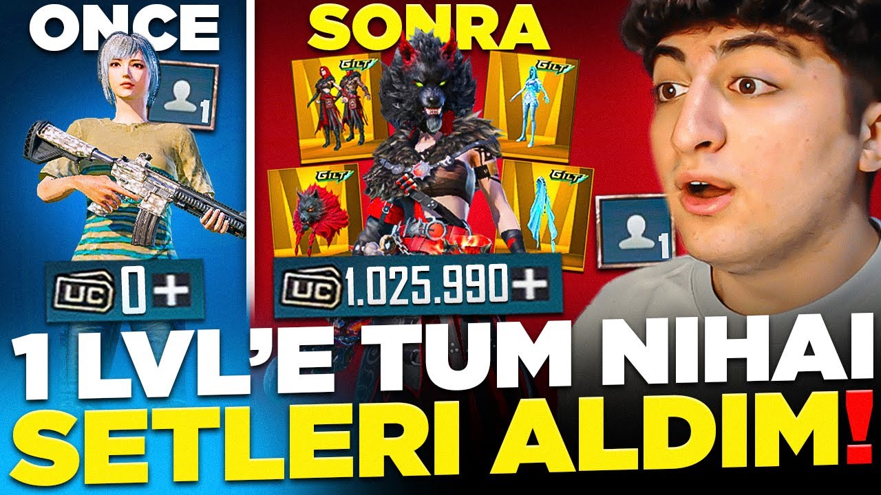 1 LEVEL HESABA TÜM NİHAİ SETLERİ ALDIM! (1.025.990 UC) | PUBG Mobile
