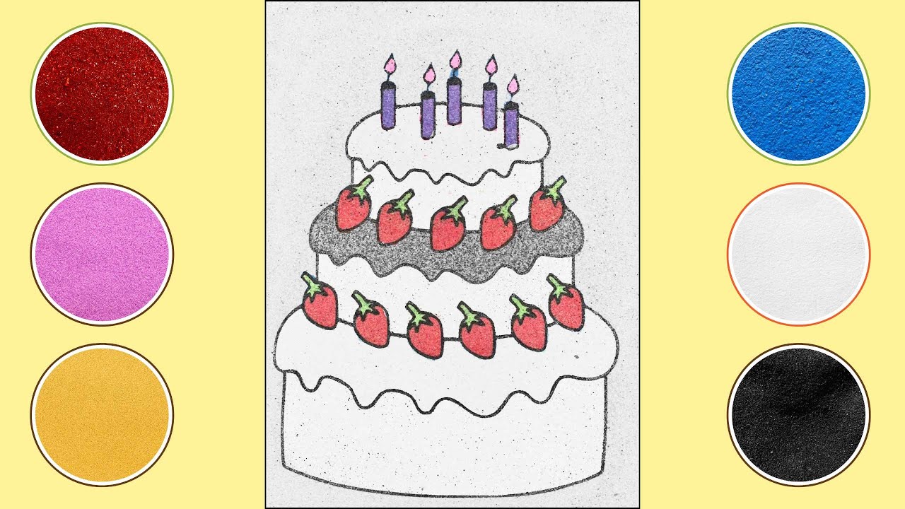 Bé Nào Cũng Thích! Tô Màu Tranh Cát Bánh Sinh Nhật 🎂