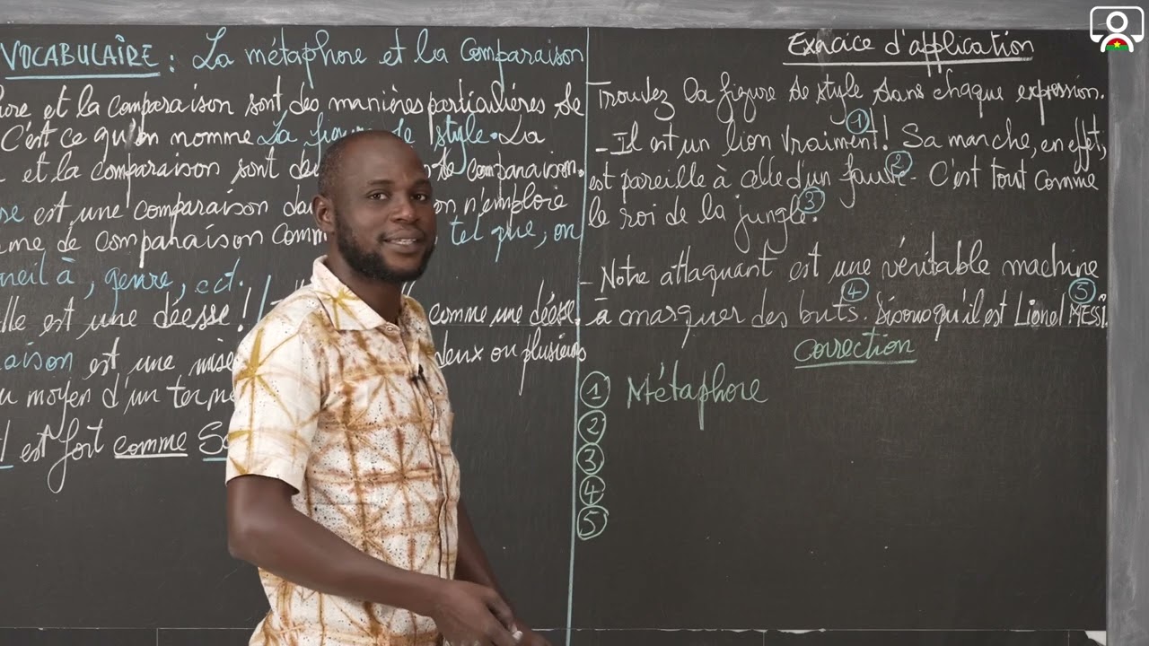 Exercice - 3e - Français - Vocabulaire : La métaphore et la comparaison 1/1