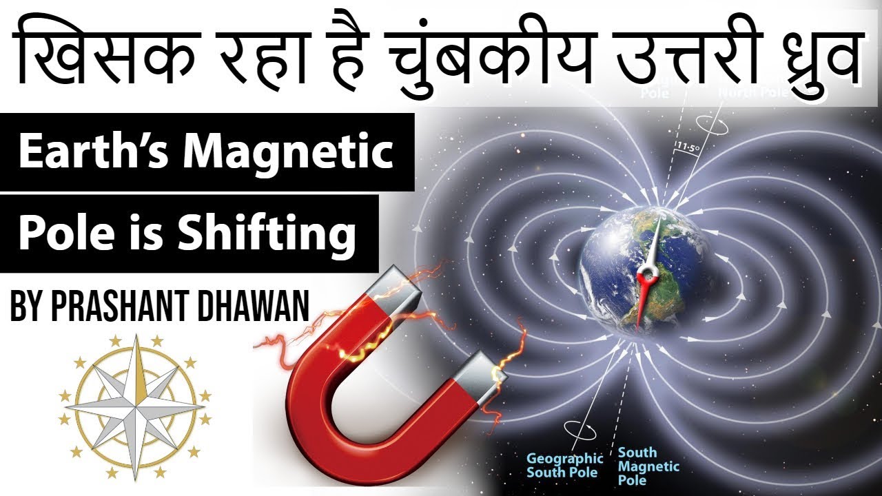 Earth’s Magnetic Pole is Shifting खिसक रहा है चुंबकीय उत्तरी ध्रुव Current Affairs 2019