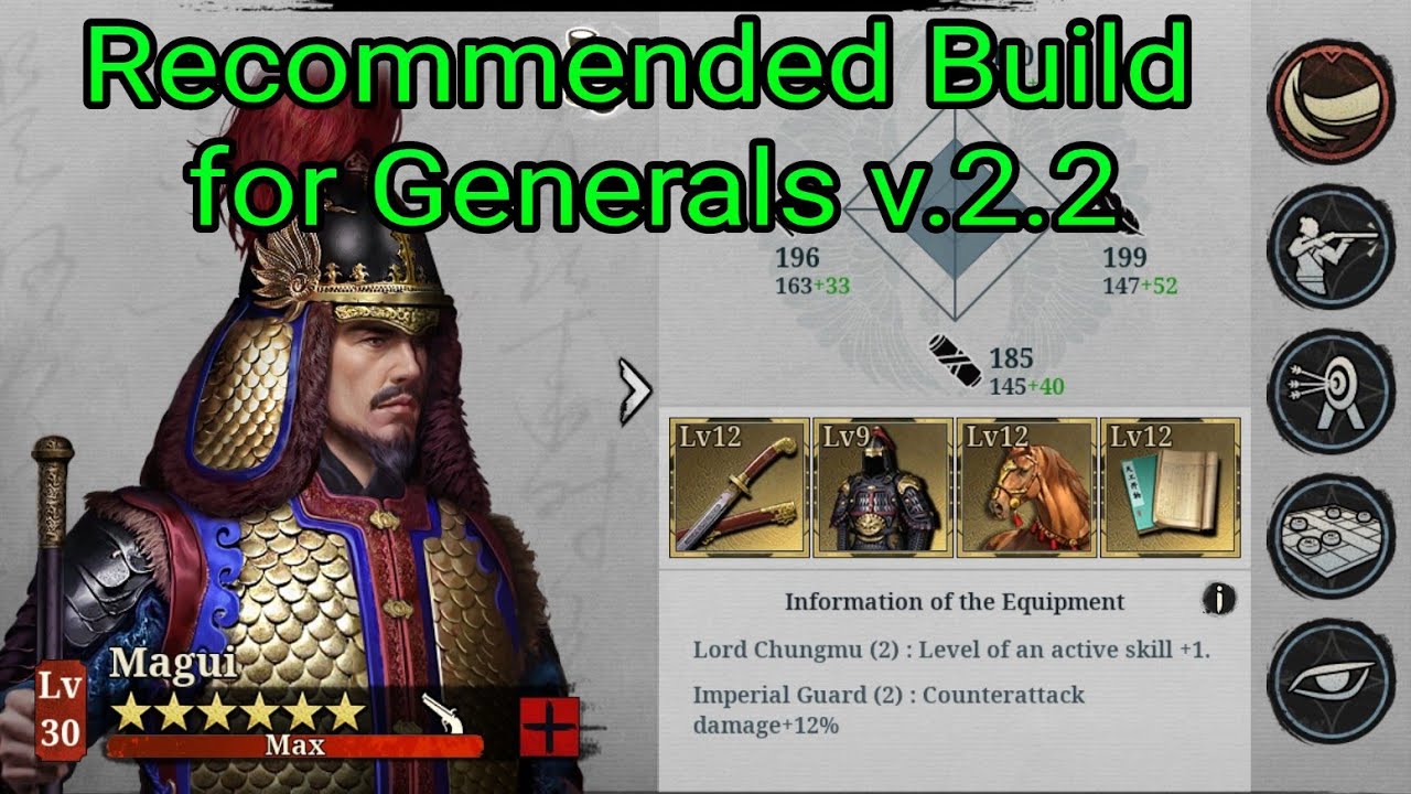 Great Conqueror 2 Shogun Recommended Build for Generals V.2.2