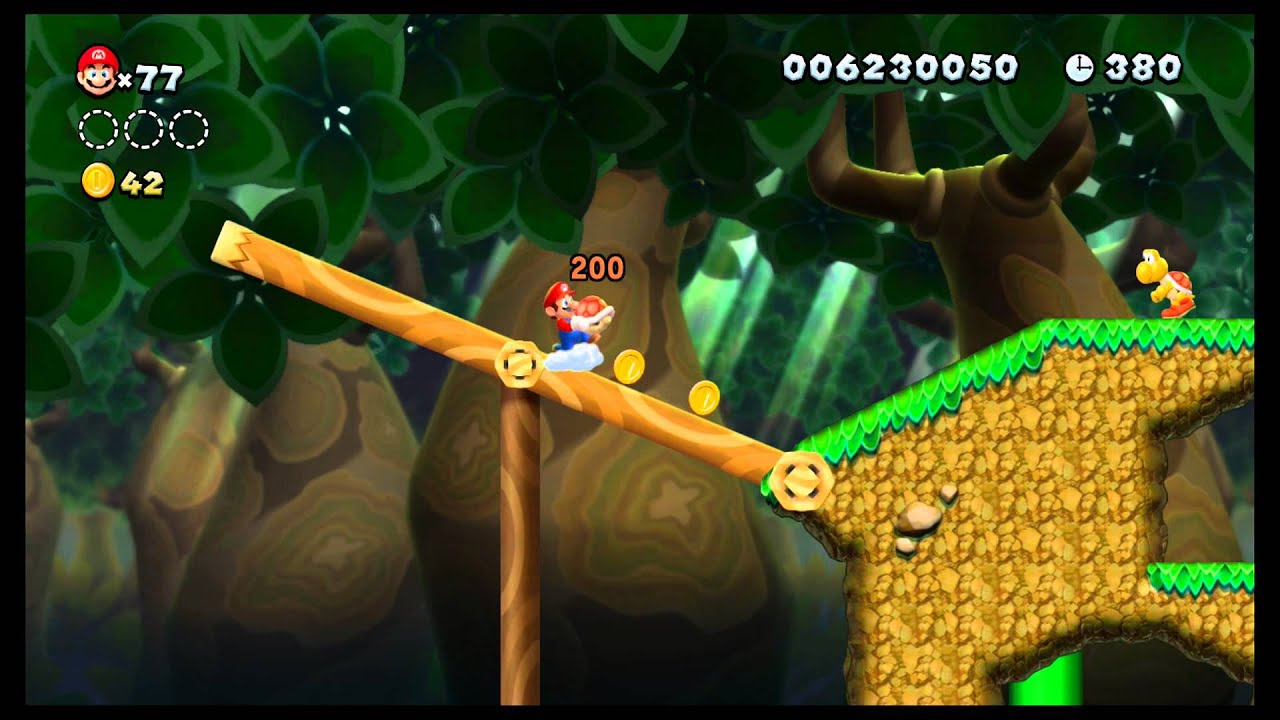 [WiiU] New Super Mario Bros U Mundo 5 (Jungla Sirope) Nivel 6 (Equilibrios sobre troncos)