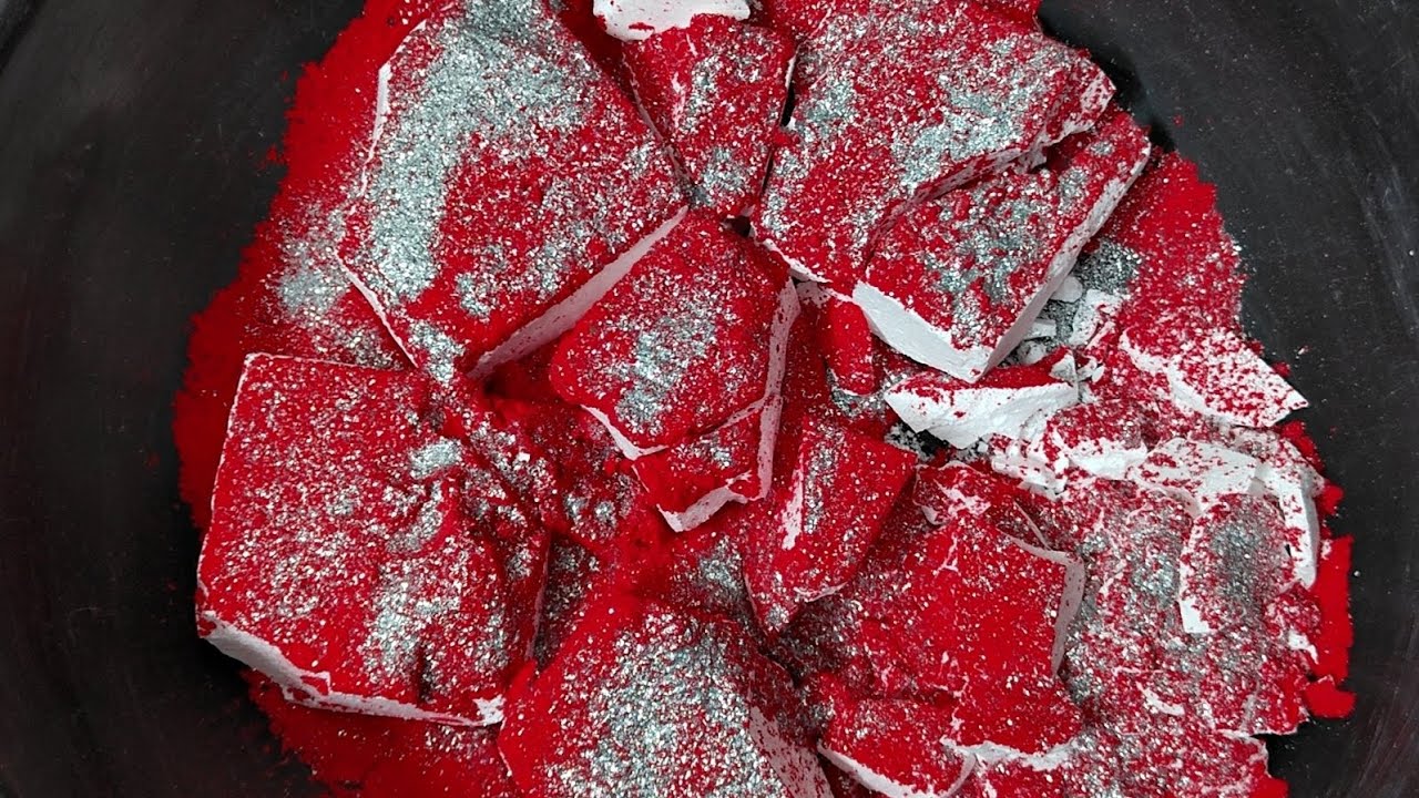 5 Fresh blocks with red ♥️ pigment powder{5}  #oddlysatisfying #chalkasmr #freshblocks