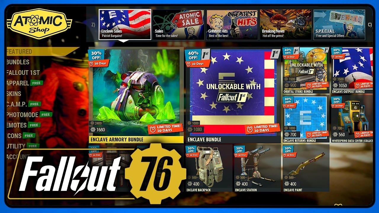 Atom Shop (September 08) Enclave Sales - Fallout 76