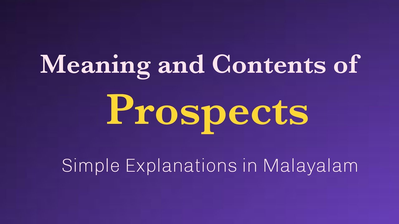 Prospects | Meaning | Content | Malayalam | Plus One Commerce | BCom | BBA |